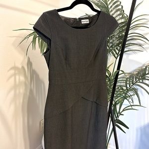 Dark grey pencil dress.